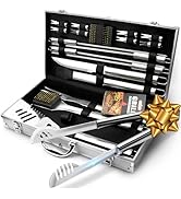 GRILLART BBQ Grill Utensil Tools Set Reinforced BBQ Tongs 19-Piece Stainless-Steel Barbecue Grill...