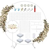 7.2Ft Round Backdrop Stand, White Metal Round Balloon Arch Standt Decoration, Balloon Arch Stand wit