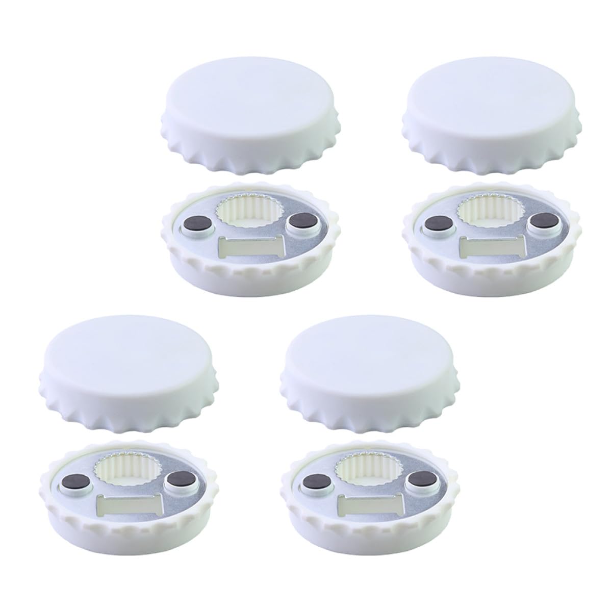Apribottiglie Magnetico a Cappuccio, Set 8 Pezzi Bianco