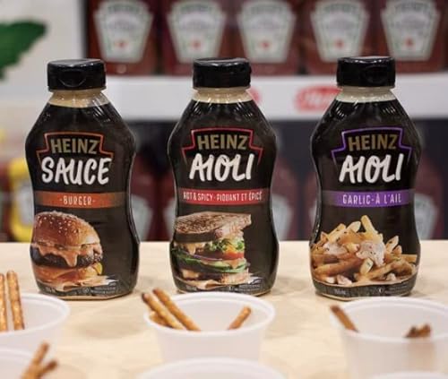 Heinz Aioli Sauce Bottles, Burger, Hot & Spicy And Garlic, Pack Of 3 (355Ml/12Floz) Shipped From Canada #TOP5