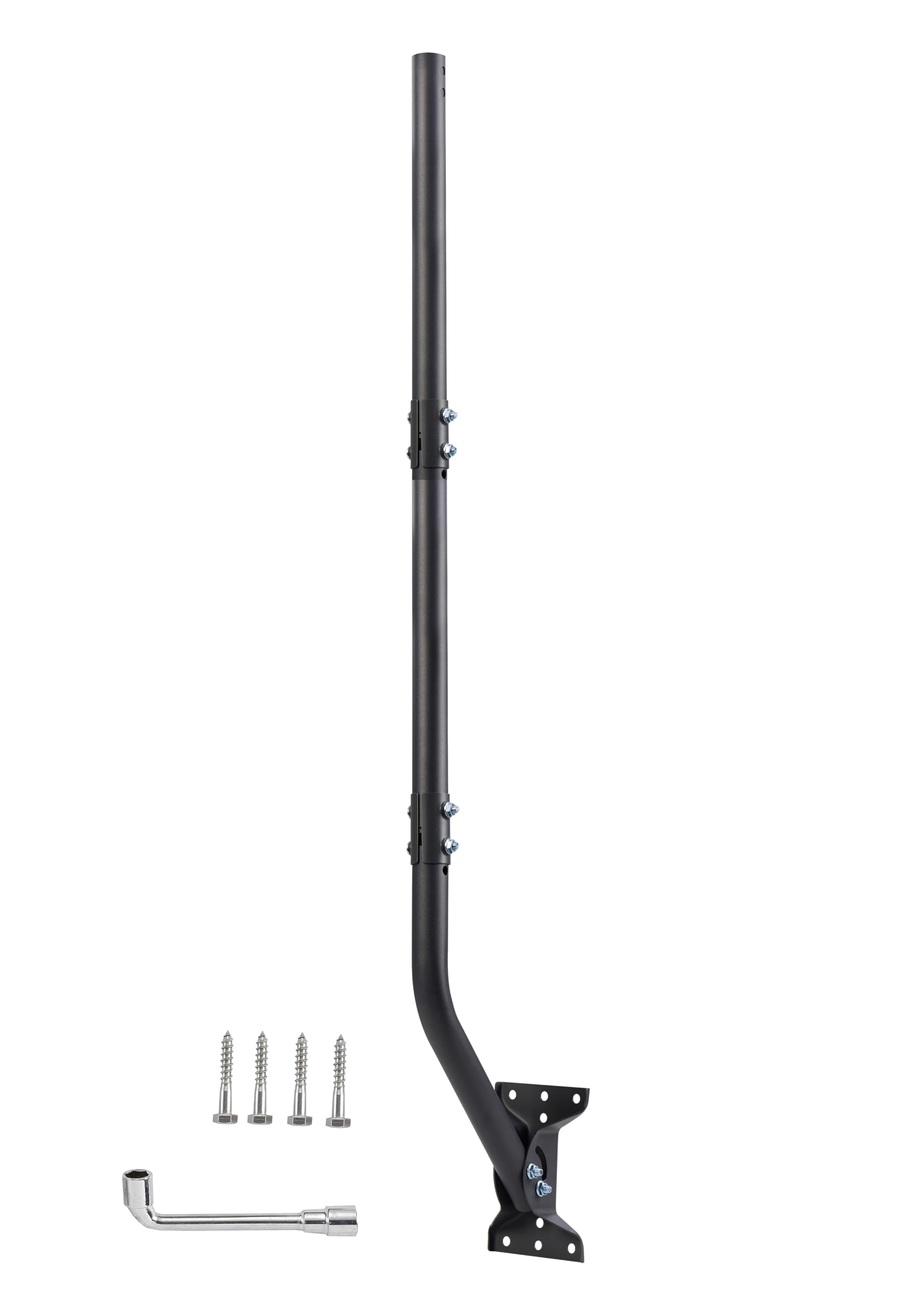 CEKAY Poteau de montage universel (3,8 cm de diamètre x 129,5 cm de long) – Support de poteau en J pour antenne, parabole Starlink et station météo – Support de pivot/verrouillage réglable pour mur