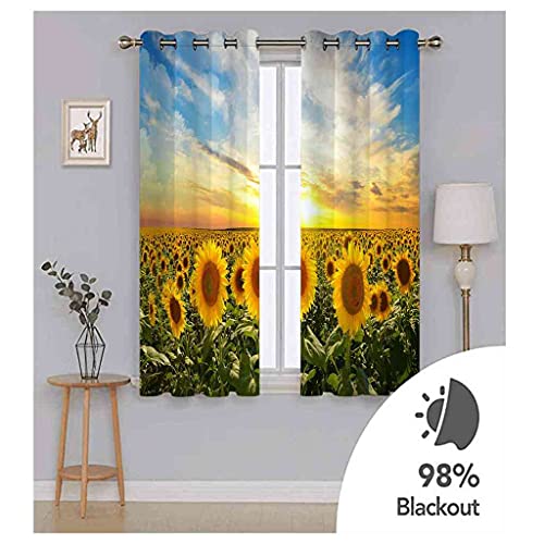 Rideau occultant à oeillets imprimé tournesols isolant 300x270cm