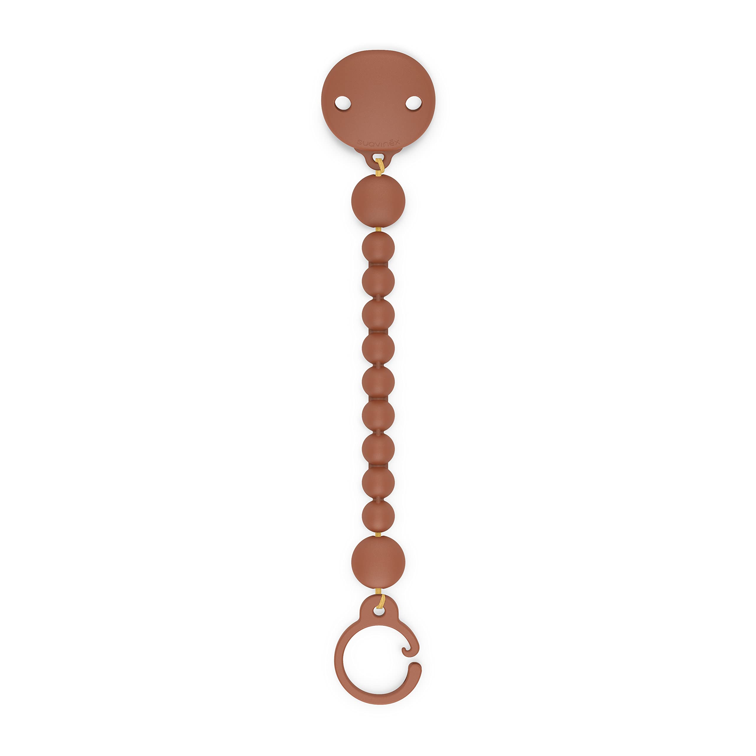 Suavinex, Clip per ciucci in Silicone, Portaciuccio Monopezzo con Catena in Silicone, +0 Mesi, Color Essence, Orange Sunset