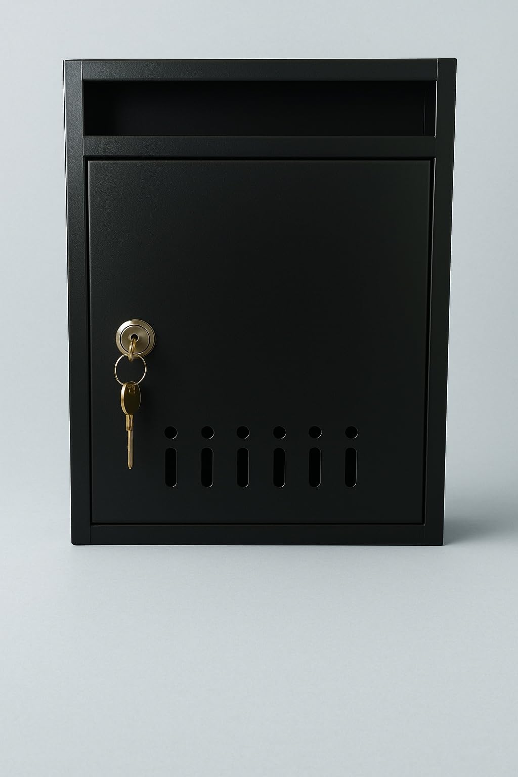 Wall-Mount Letter Box with Lock, Powder-Coated Metallic Black, Ventilation Slots-image-16