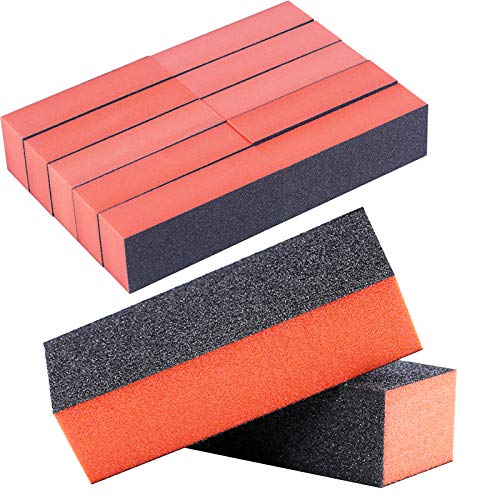Luxtrip 12 PCS Sanding Buffing Nail Polisher Nail Buffer Blocks 60/80/80 Black Grit Orange Buffing Sanding Nail File 3 Sided Buffing Block Nail Files Art Pedicure Manicure File