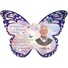 Personalized Photo Car Visor Clip, Custom Picture Frame Visor Clip with Butterfly, Design Memorial Car Sun Visor Clip, Customized Sympathy Gifts for Family Members Light Purple