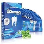 Professional Teeth Whitening Strips Kit for Sensitive Teeth - Gentle & Effective Hydrogen Peroxide-Free Treatments - Mint White Strips (42 Count, Pack of 1)