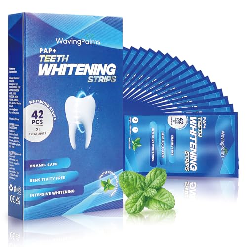 Sensitive Teeth Whitening Strips Kit: Professional Dental Whitening Set - Hydrogen Peroxide-Free Treatments for Whiter Teeth - Effective & Gentle Teeth Whitener (42 Count (Pack of 1), Mint)
