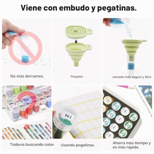 Miniatura 7 de Artdot Diamond Painting Kit Completo, 96 Ranuras Diamond Painting Accesorios Para Almacenamiento Pintura Diamante, Joyas, Semillas, Anillora