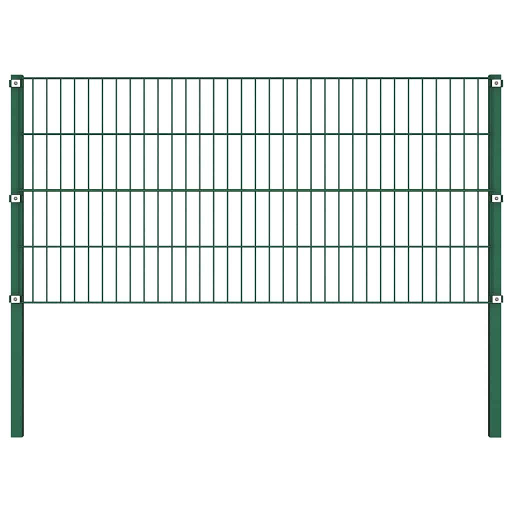Panel de valla con postes de hierro (867 x 80 cm), color verde, valla de jardín al aire libre decorativa de paneles de barrera animal para patio, patio trasero, patio o terraza