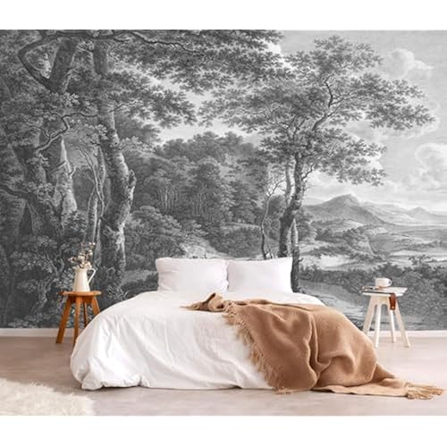 YQWDMX - Vintage Forest Peel and Stick Wallpaper Grey Jungle Mural for Bedroom ZY01 XL
