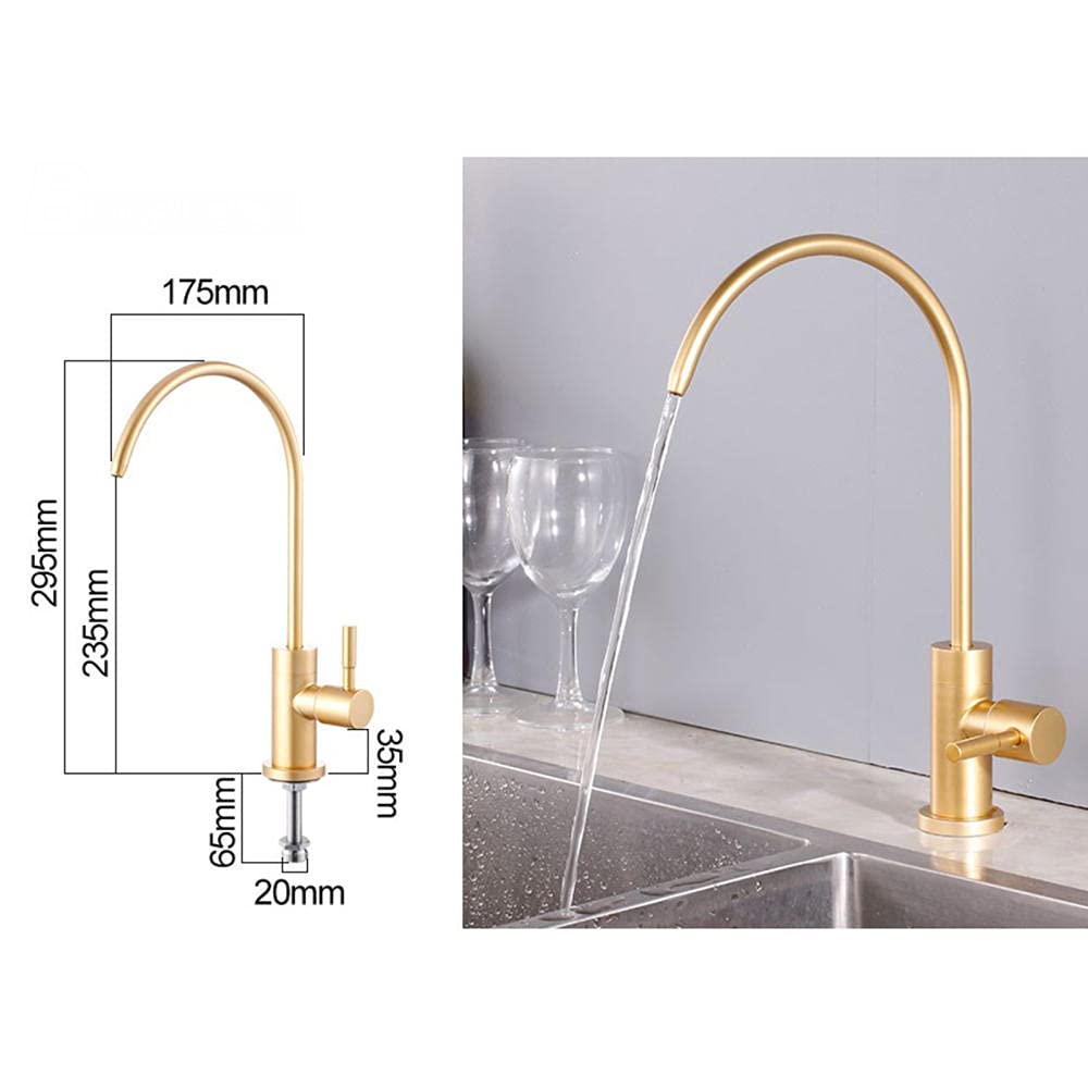 Water Filter Faucet Straight Drink Water 360 ° Rotation Stainless Steel Water Purifier faucets Gold-B
