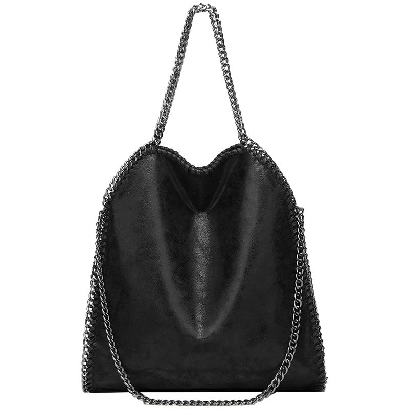 NIYUTA Conception de la Chaîne Étanche Sac Cabas Femme Hobo Bag Faux Cuir Grande Capacité Cabas Fourre Tout pour Faire du Shopping/Rencontres/BanquetV Noir
