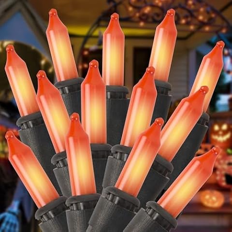 100 Count Mini Orange Fall Lights for Fall Halloween Decorations, 21ft Halloween Orange String Lights Plug in, Orange Halloween Lights with Black Wire for Fall Tree Outdoor Indoor Halloween Decor Cover