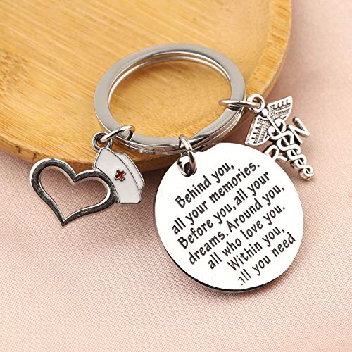 Feelmem Registered Nurse Jewelry Rn Keychain Rn Gift Rn Nurse Nursing Graduation Gift Behind You All Your Memories Rn Jewelry #TOP6