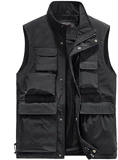 Men Outdoor Vest Multi-Pocket Solid Color Fishing Director Reporter Work Waistcoat Photography Casual Vest