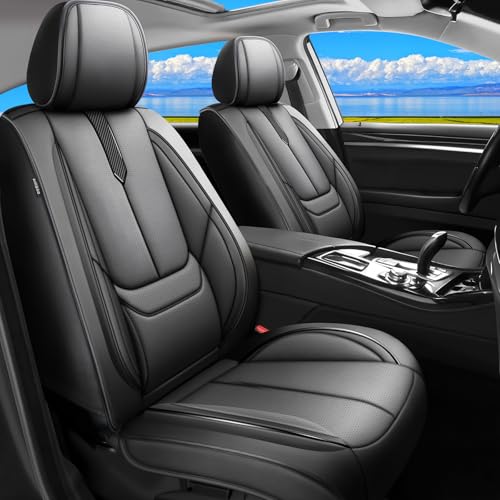 Image of Fit Impreza Car Seat Covers for Subaru Impreza 2004-2024 2025 2026 -Upgraded Premium Waterproof & Breathable Leather,Airbag Compatible,All-Weather Seat Cushion Protector,Full Set,Black