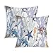 LINGF Federa Granchio Set di 2 Copricuscino Mare Coralli Colorati Cavalli Granchi e Stelle Marine Cuscino Nautico Estivo Federa