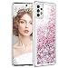 WLOOO Cover Samsung Galaxy A52 5G/4G, Custodia Samsung Galaxy A52, Glitter Bling Liquido Custodia Sparkly Ragazze Donne Luccichio TPU Silicone Protettivo Morbido Brillantini Quicksand Case (Oro Rosa)