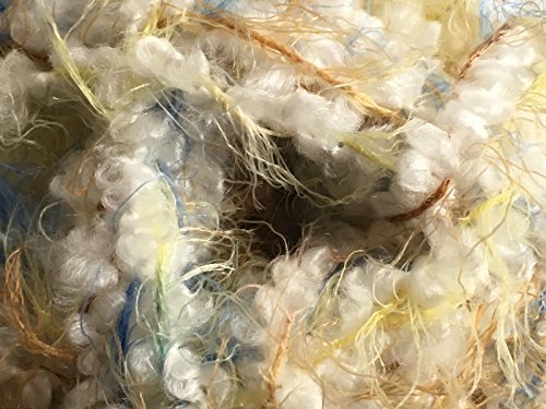 Dark Horse Yarns Spring #110 White Blue Yellow Brown Eyelash Boucle Blend Soft 100 Gram #TOP3