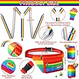 Sweetude Gay Pride Rainbow Fanny Pack Accessories Outfit Beverage Beer Belt Costume Set with Drink Holder Sunglasses Striped Sweatband Women Men