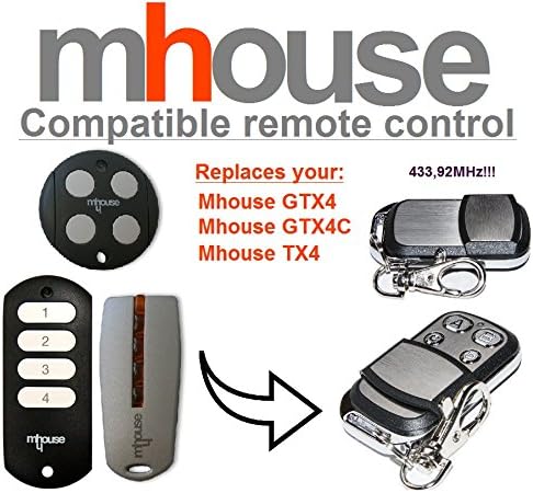 MHOUSE GTX4, GTX4C, TX4 Compatible Remote Control Replacement Transmitter, 433.92Mhz Rolling Code keyfob