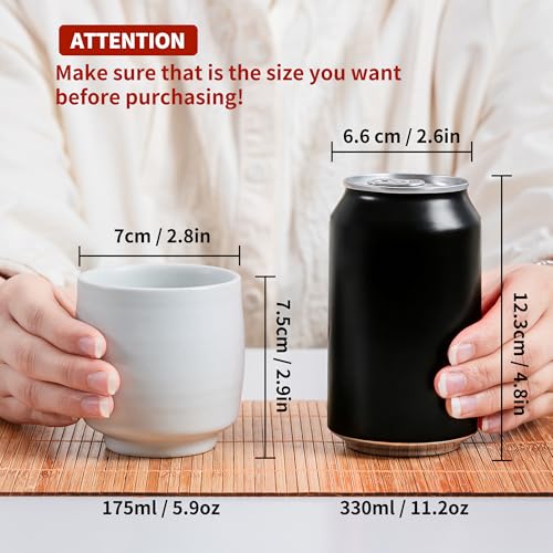 Image of TEANAGOO Japanese Tea Cups, Chinese Tea Cup, 7.2Oz / 205 Ml, Ceramic Tea Cups for Adults, Ceramic Cups no Handles, Japanese Cups, Asian Matcha Cup, Ivory White, 4 Pcs /Box, H7