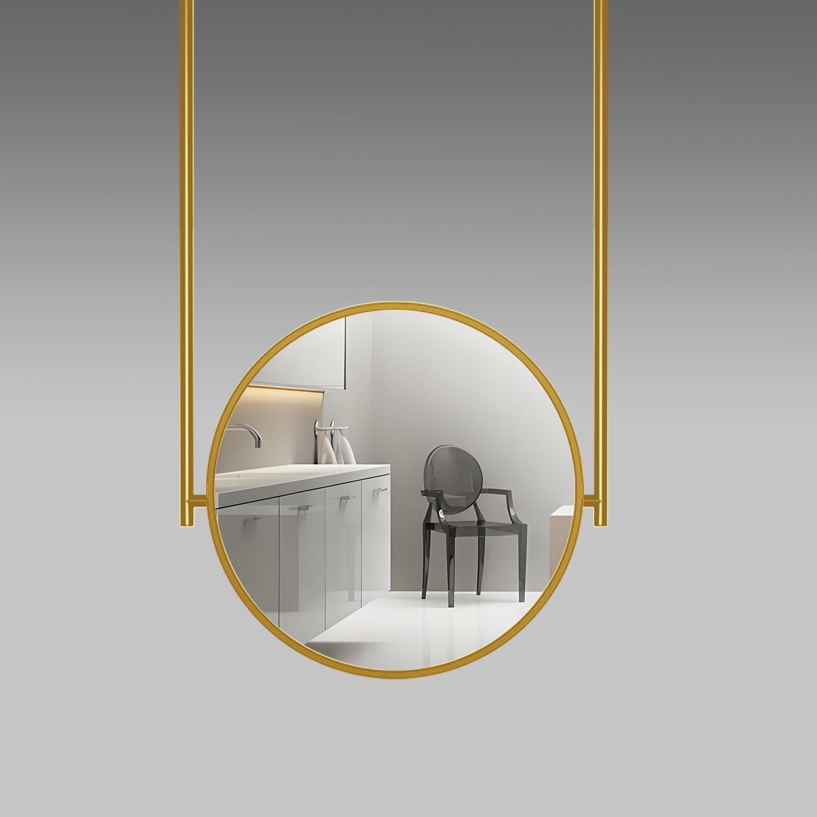 FGXHHS Gold, Modern Circle Mirror with Frame, for Wall, Home Bedroom HD Mirrors, Clear and Practical(Customizable Boom)(Diameter-70CM/27.6INCH)