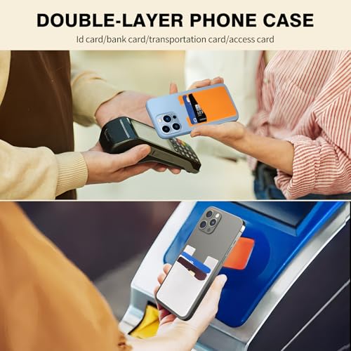 Card Holder for Back of Phone, Stick on Wallet, Silicone Back Card Holder, Double Pocket Credit Card Holder, Compatible with iPhone Android Samsung Galaxy (3PCS) - Thumbnail 6