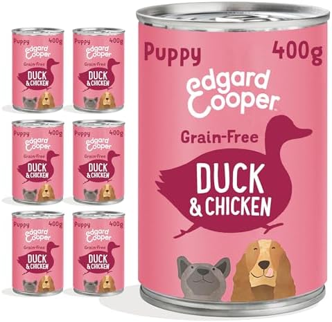 Edgard & Cooper Puppy Grain-Free Wet Dog Food in Gravy, (Duck & Chicken 6 x 400g), Natural Dogs Food in Tins with Fresh Meat, High Protein, Hypoallergenic, No Added Sugar