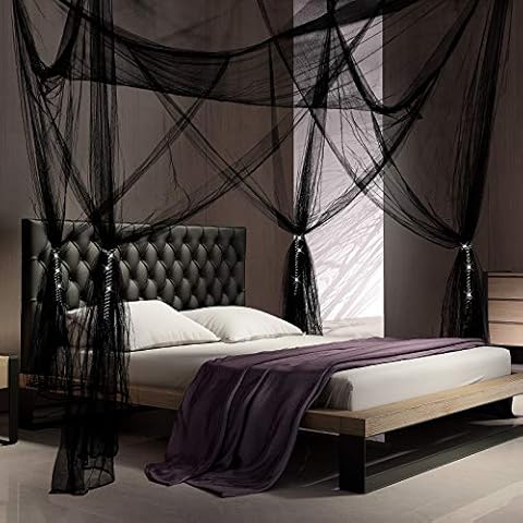Blulu 4 Corner Post Bed Canopy with Tassels Cover