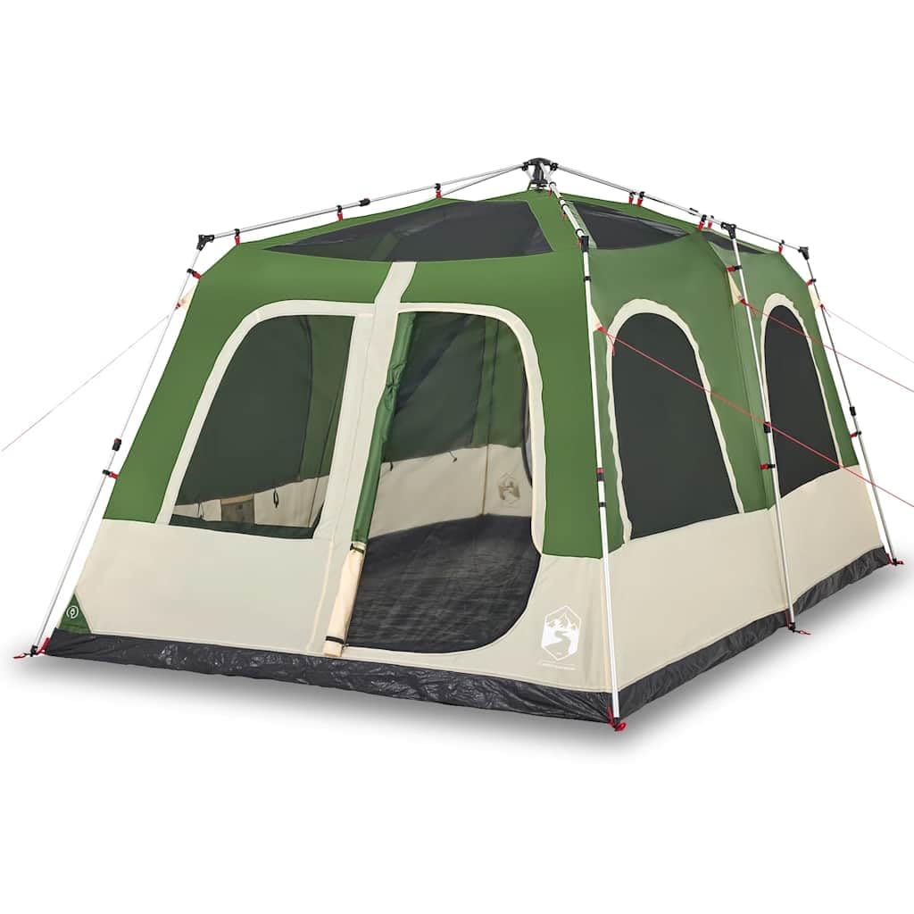 Tienda de campaña para 4 personas, con sistema de liberación rápida, para aventura al aire libre, 255 x 222 x 165 cm, incluye toldo y bolsa de transporte, color verde