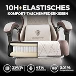 Dowinx Gaming Stuhl Stoff mit Frühling Kissen, Massage Lendenwirbelstütze Bürostuhl mit Fußstütze für Erwachsene, Ergonomischer Gaming Sessel Groß und Hoch für Office Gaming 135KG, Braun – Bild 4
