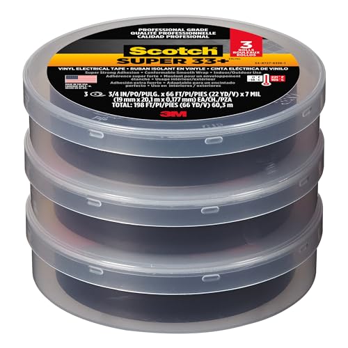 Scotch Super 33+ Vinyl Electrical Tape: 3/4 in. x 66 ft. (Black) / 3-Pack