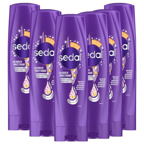 SEDAL Tratamiento Acondicionador Liso Perfecto para un cabello lacio y suave con Aceite de Macadamia, Vitamina C y Proteína de Seda 350ml x6