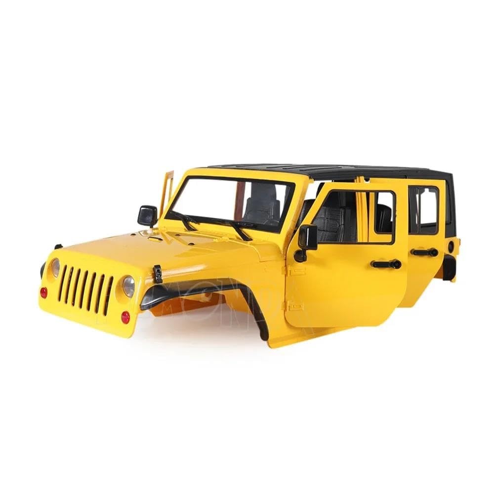 1/10 for Jeep Wrangler JK Rubicon 4 Drzwi Hard Body Shell Kit 313mm Rozstaw osi do RC Crawler Auto Axiale SCX10 90046 90047 RGT EX86100(żółty)