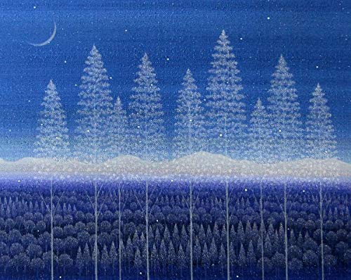 Amazon.co.jp: 照沼光治『聖雪』ジクレー 風景画 自然 森林 夜 夜景