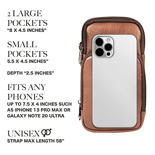 Ama Dablam Genuine Leather Small Crossbody Bag Phone Purse | Handcrafted Premium | RFID Blocking | Durable Zippers4