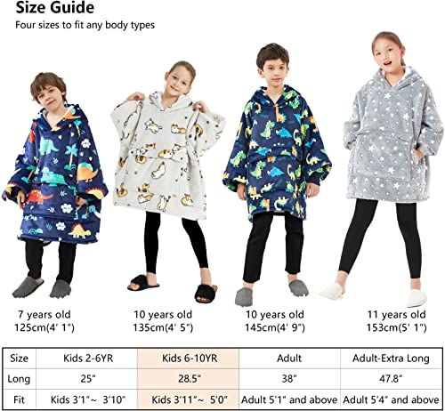 Image of KFUBUO Wearable Blanket Hoodie for Kids Sherpa Patterns Oversized Sweatshirt Blanket With Pocket 6-10 Year Old Girl Birthday Gifts Ice Cream
