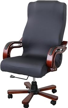 ELEOPTION Office Chair Seat Cover Stretch High Back Large Size, Universal Chair Cover for Computer Chair Executive Chair Rotating Swivel Chair Boss Chair Slipcovers Modern Style Large, Dark Grey