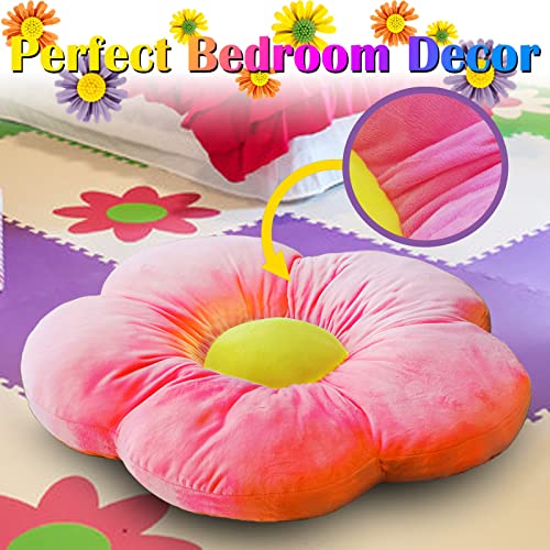 Flower Shaped Floor Pillow Seating Cushion 20" X 20", Tufted Lounging Pillow Pouf For Kids & Adults Seat Cushion For Bed Room, Reading Nook, Game Playing, Watching Tv (Medium, Pink) #TOP2
