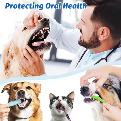 Soodyoow Hundezahnbürste, 10 Stück Zahnbürste für Hunde, 2 Stück Dreifach Köpfe Hundezahnbürsten, 4 Fingerzahnbürste, 4 Doppelköpfige Dog Toothbrush, 360º Pets Zähne Reinigung Zahnbürste