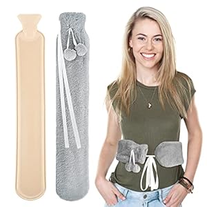 AQhui Long Hot Water Bottle,2L Extra Long Fluffy Hot Water Bottle with Cover UK, Wearable Hot Water Bottle for Body…
