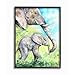 Stupell Industries Cute Baby Elephant Family Animal Blue Watercolor Painting Black Framed Wall Art, 24 x 30, Multi-Color