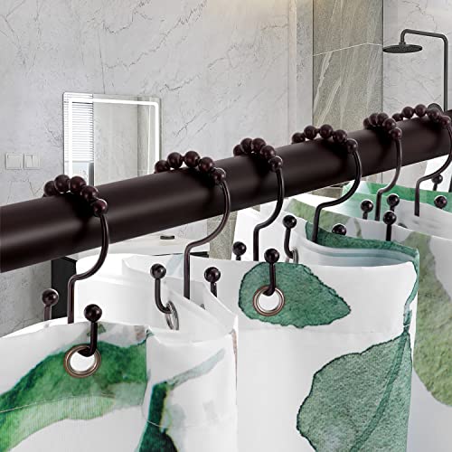 Tenovel Shower Curtain Hooks Rings, Double Sided Shower Hooks Rust Proof For Bathroom Shower Rods Curtains, Durable Stainless Steel Bathroom Shower Curtain Hangers, Brushed Bronze, Set Of 12 #TOP3