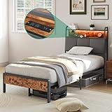 Novilla Twin Bed Frames for Kids with Charging Station and...