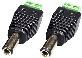 10pcs/lot DC AV Balun 5.5x2.5mm DC Power Plug to AV Balun Connector DC Plug to 2 Poles AV Screw Balun CCTV Video Adapter