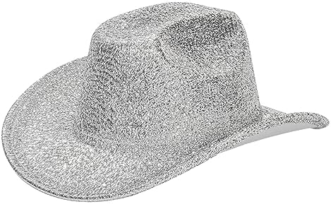 Silver Space Cowboy Hat - Sparkly Glitter Holographic Cowgirl Hat...