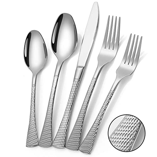 50% off LEMEYA Hammered Silver Silverware Set for 4