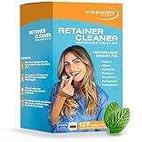 Oral Prevent Retainer Cleaner Reinigungstabletten (128 Stück) - Zahnspangenreiniger & Zahnschiene Reinigung - Gebissreiniger Tabs - Effektive Tiefenreinigung - Minzfrisch
